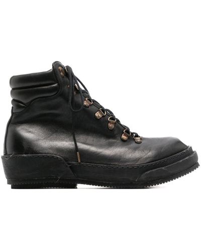 Guidi Lace-up Leather Ankle Boots - Black