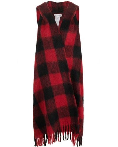 Woolrich Hooded Checked Cape Scarf - Red