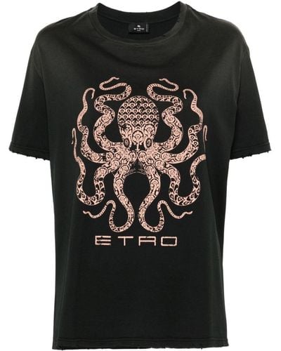 Etro Graphic-print Cotton T-shirt - Black