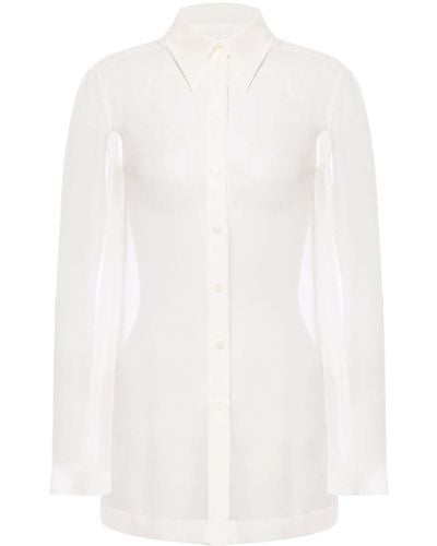 Alberta Ferretti Gathered-detail Silk Shirt - White