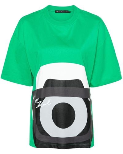 Karl Lagerfeld Xdarcel Disappoints Graphic-print T-shirt - Green