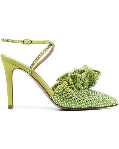 Andrea Wazen Franca 105mm Crystal-embellished Court Shoes - Green