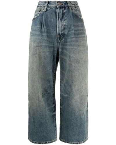 R13 Jeans crop a gamba ampia - Blu