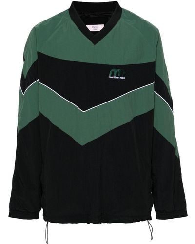 Martine Rose Logo-embroidered Colour-block Sweatshirt - Green