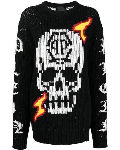 Philipp Plein Skull Intarsia-knit Jumper - Black