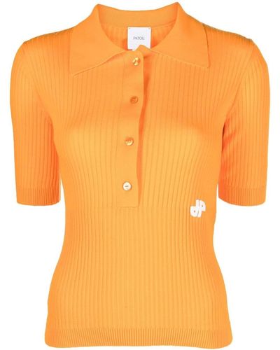 Patou Knitted Polo Shirt - Orange