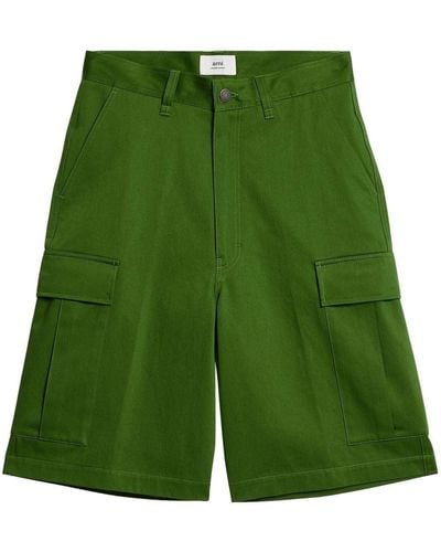 Ami Paris Straight-leg Cargo Shorts - Green