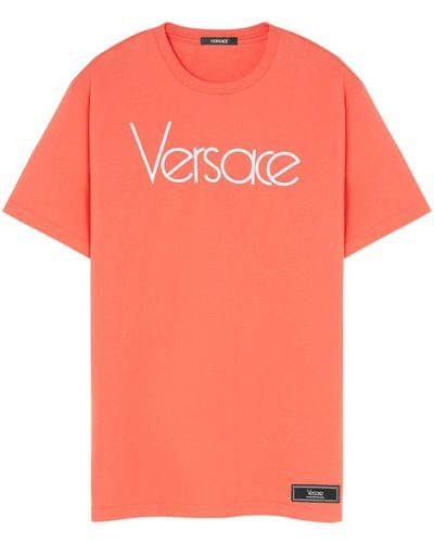 Versace Logo-print Cotton T-shirt - Orange