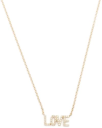 EF Collection 14kt Yellow Gold Mini Love Diamond Necklace - Metallic