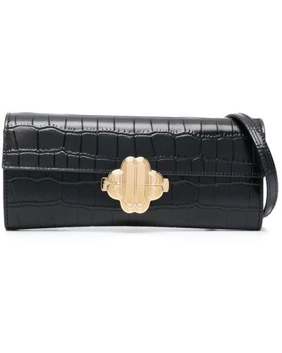 Maje Crocodile-embossed Leather Bag - Black