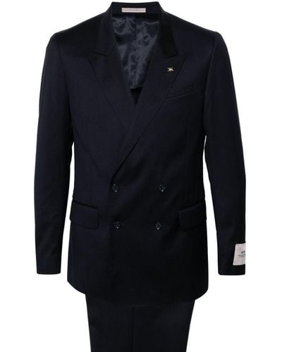 Corneliani Double-breasted virgin wool-blend suit - Blu