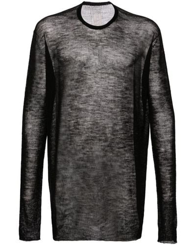Rick Owens Open-knit Wool Sweater - Black