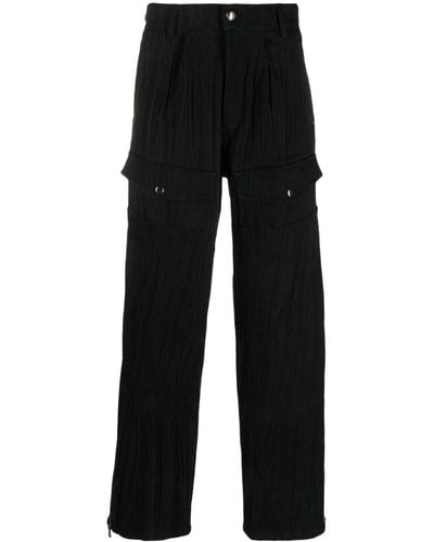 ANDERSSON BELL Crinkled-effect Straight-leg Jeans - Black