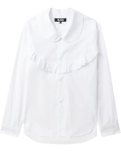 COMME DES GARÇON BLACK Ruffle-trimmed Cotton Shirt - White