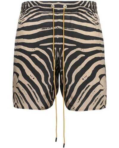 Rhude Zebra-print Silk Shorts - Blue