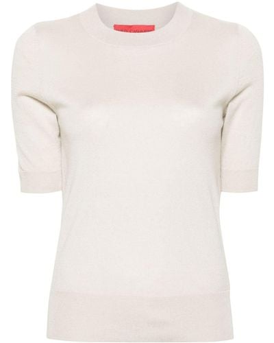 Wild Cashmere Selena Short-sleeve Knitted Top - White