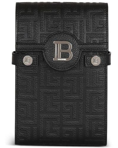 Balmain B-buzz Leather Smartphone Holder - Black
