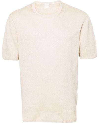 120% Lino Crew-neck Linen T-shirt - Natural