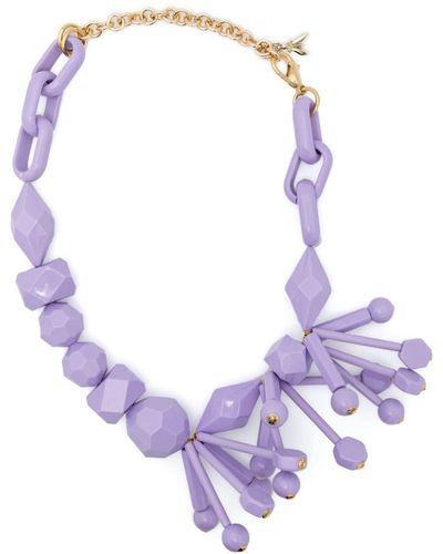 Patrizia Pepe Bead-embellished Necklace - Purple