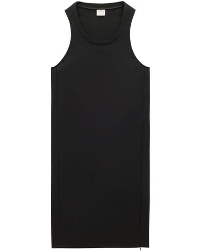 Courreges Logo-appliqué Twill Midi Dress - Black