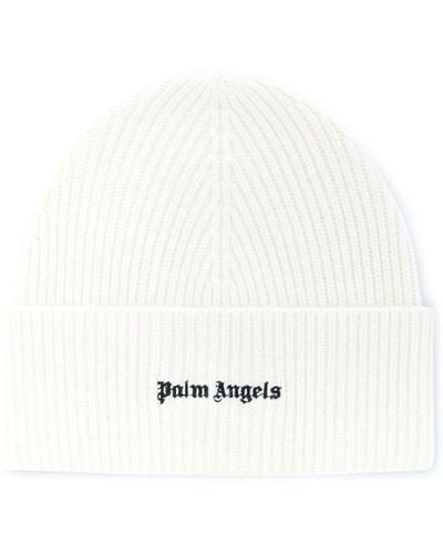 Palm Angels リブニット ビーニー - ホワイト