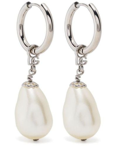 Dolce & Gabbana Creole Drop Earrings - White