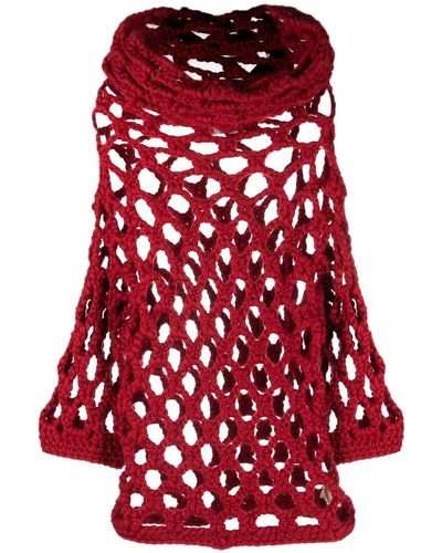 Concepto Open-weave Wool Jumper - Red