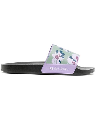 PS by Paul Smith Slippers Met Bladerprint - Wit