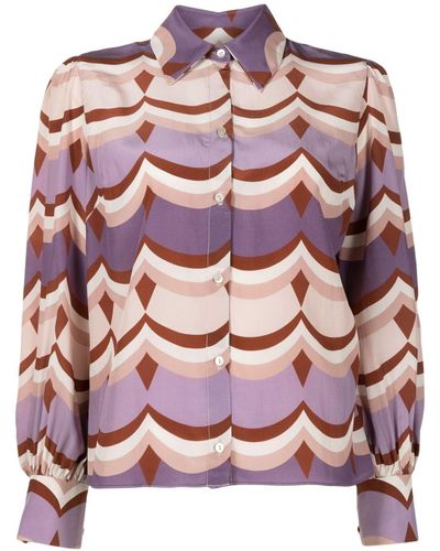 Adriana Degreas Ondas Vintage-print Silk Shirt - Pink