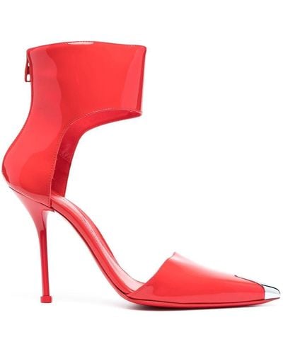 Alexander McQueen Zapatos con puntera metálica y tacón de 115mm - Rojo