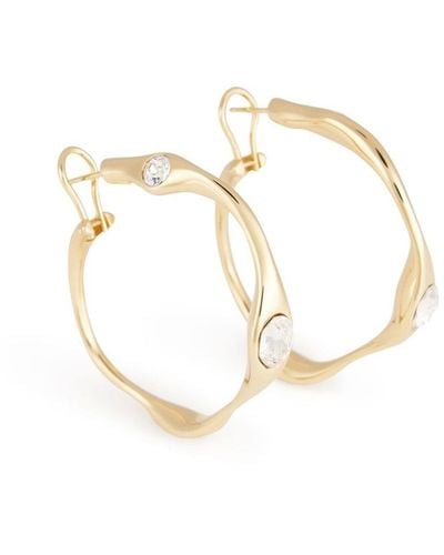 Ami Paris Crystal-embellished Hammered Hoop Earrings - White