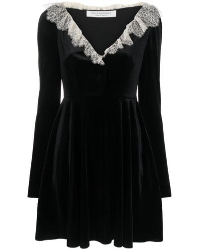 Philosophy Di Lorenzo Serafini Black Stretch Velvet Dress