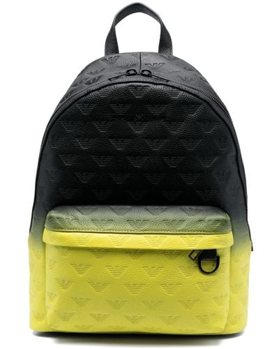 Emporio Armani Rucksack aus Leder mit Logo - Gelb