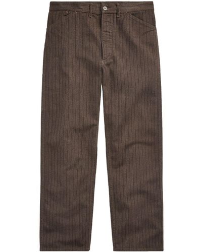 RRL Striped Straight-leg Cotton Trousers - Brown