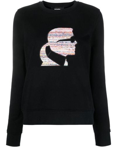 Karl Lagerfeld Bouclé Profile Sweatshirt - Black