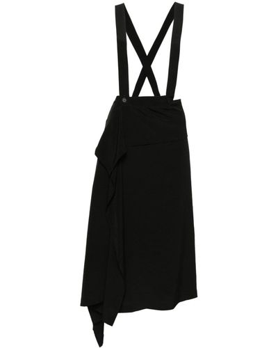 Yohji Yamamoto Shoulder-straps Satin Skirt - Black