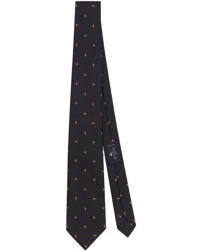 Etro Cravate en soie à motif cachemire - Noir