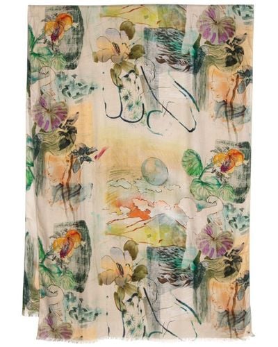 Paul Smith Sketchbook Botanical scarf - Grün
