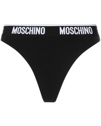 Moschino Culotte en coton stretch à bande logo - Noir