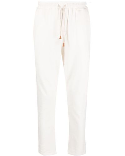 Eleventy Drawstring-waist Cotton Track Pants - White