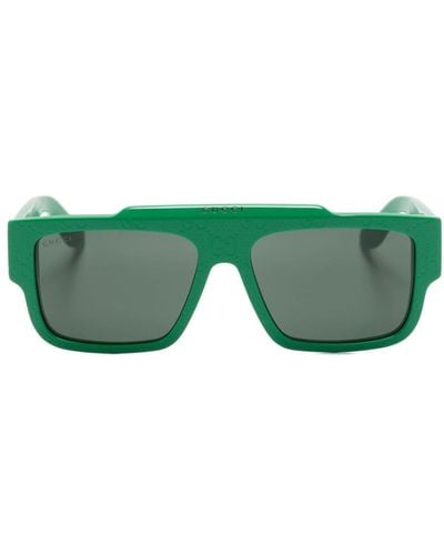 Gucci GG Sonnenbrille mit eckigem Gestell - Grün