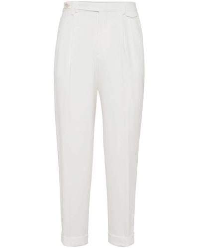 Brunello Cucinelli Straight-leg Cotton Trousers - White