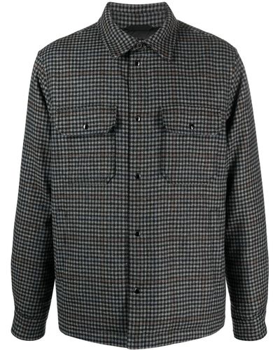 Woolrich Check-pattern Down Shirt Jacket - Gray