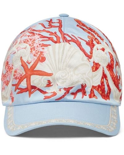 Versace Coral-print Curved-peak Cap - Grey