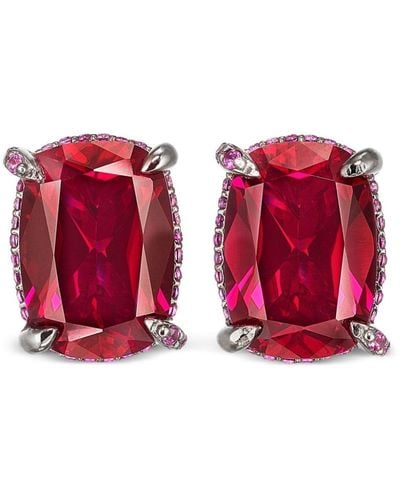 Anabela Chan 18kt White Gold Vermeil Wing Ruby Earrings - Red