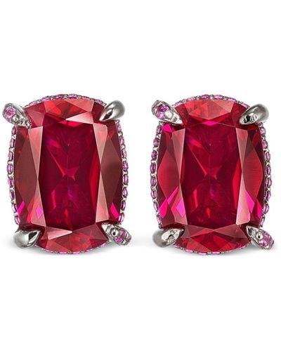 Anabela Chan Boucles d'oreilles Wing en or blanc vermeil 18ct - Rouge