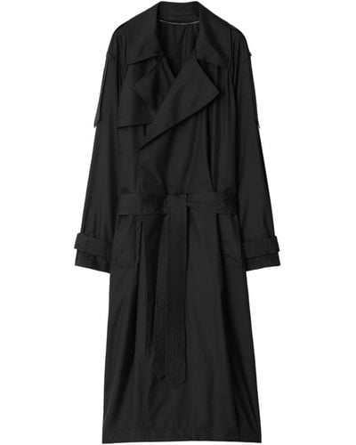 Burberry Double-breasted Silk Trench Coat - Black