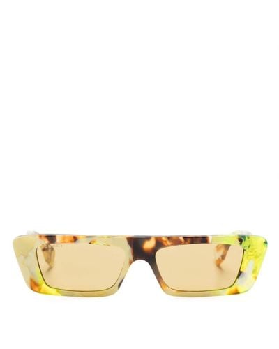 Gucci Eckige Sonnenbrille in Schildpattoptik - Gelb