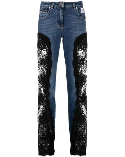 Dolce & Gabbana Skinny-Jeans mit Spitzeneinsätzen - Blau