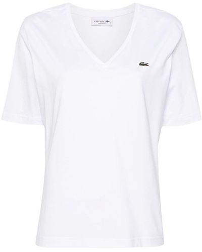 Lacoste T-Shirt mit Logo-Stickerei - Weiß